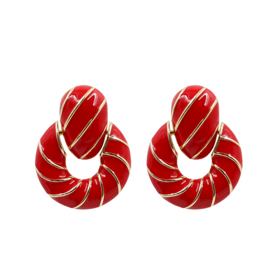 Red Enamel Twist Earrings