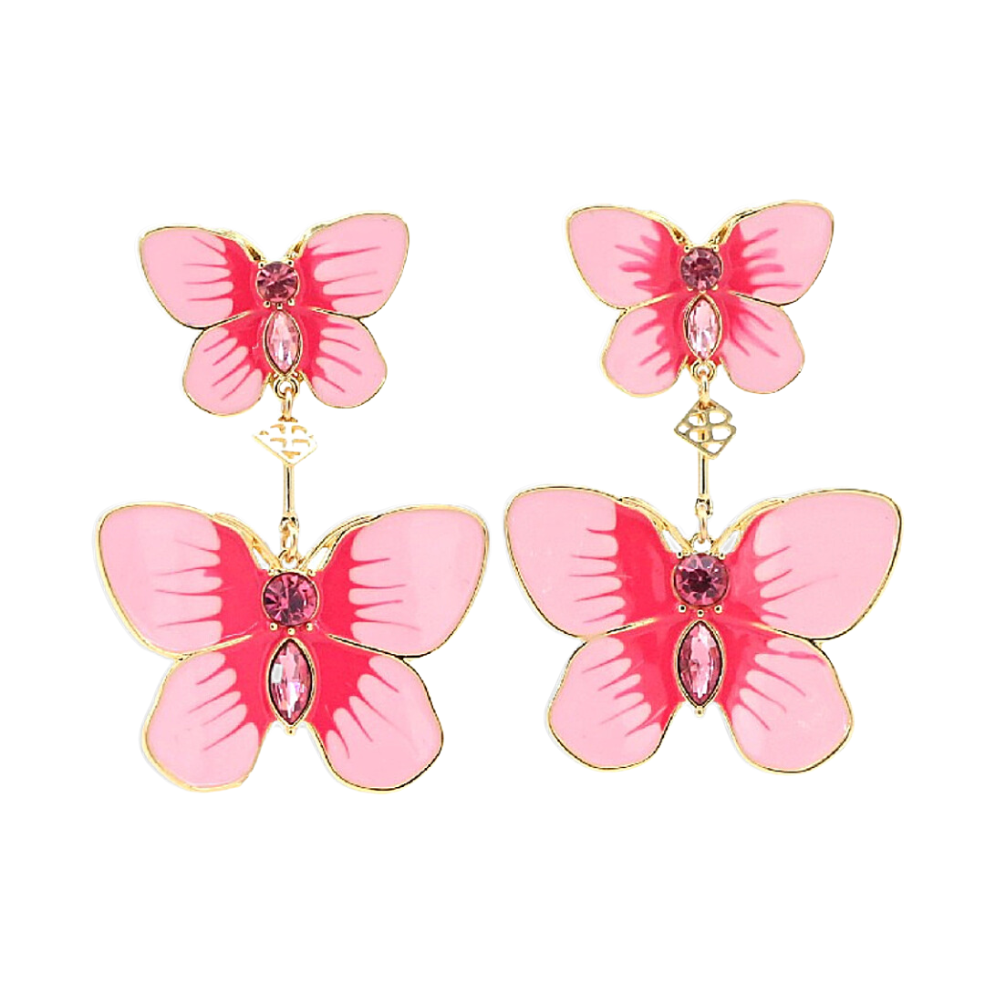 Hand Painted Butterfly Earrings in Pink