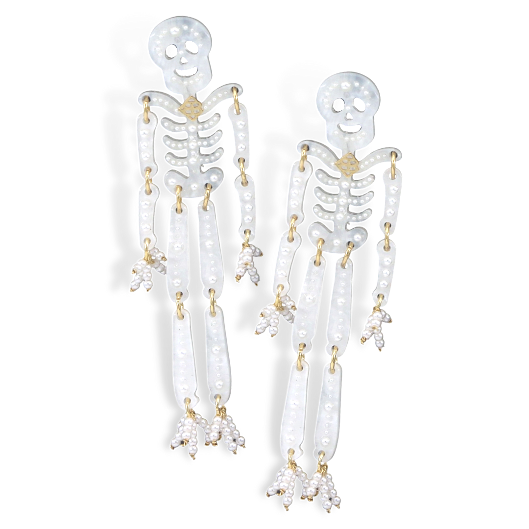 White best sale skeleton earrings