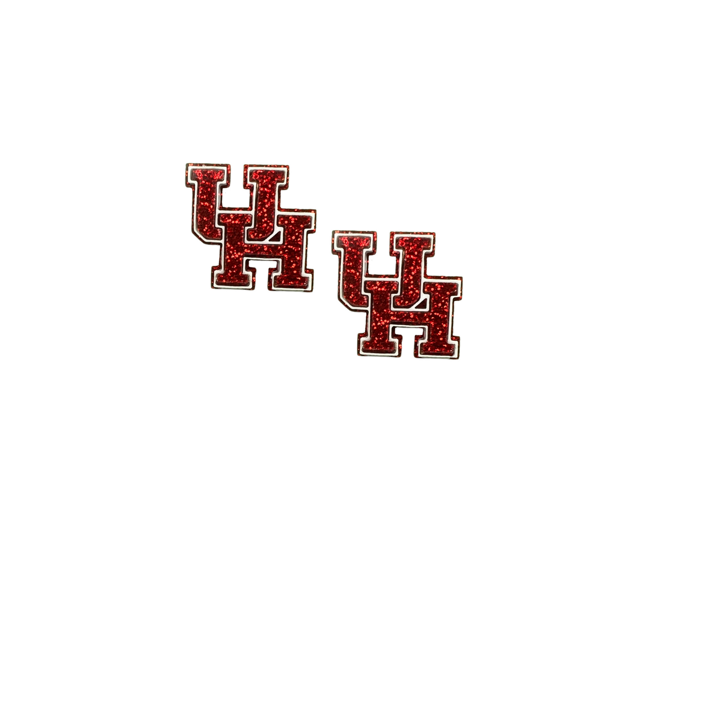White & Red Glitter University of Houston Studs