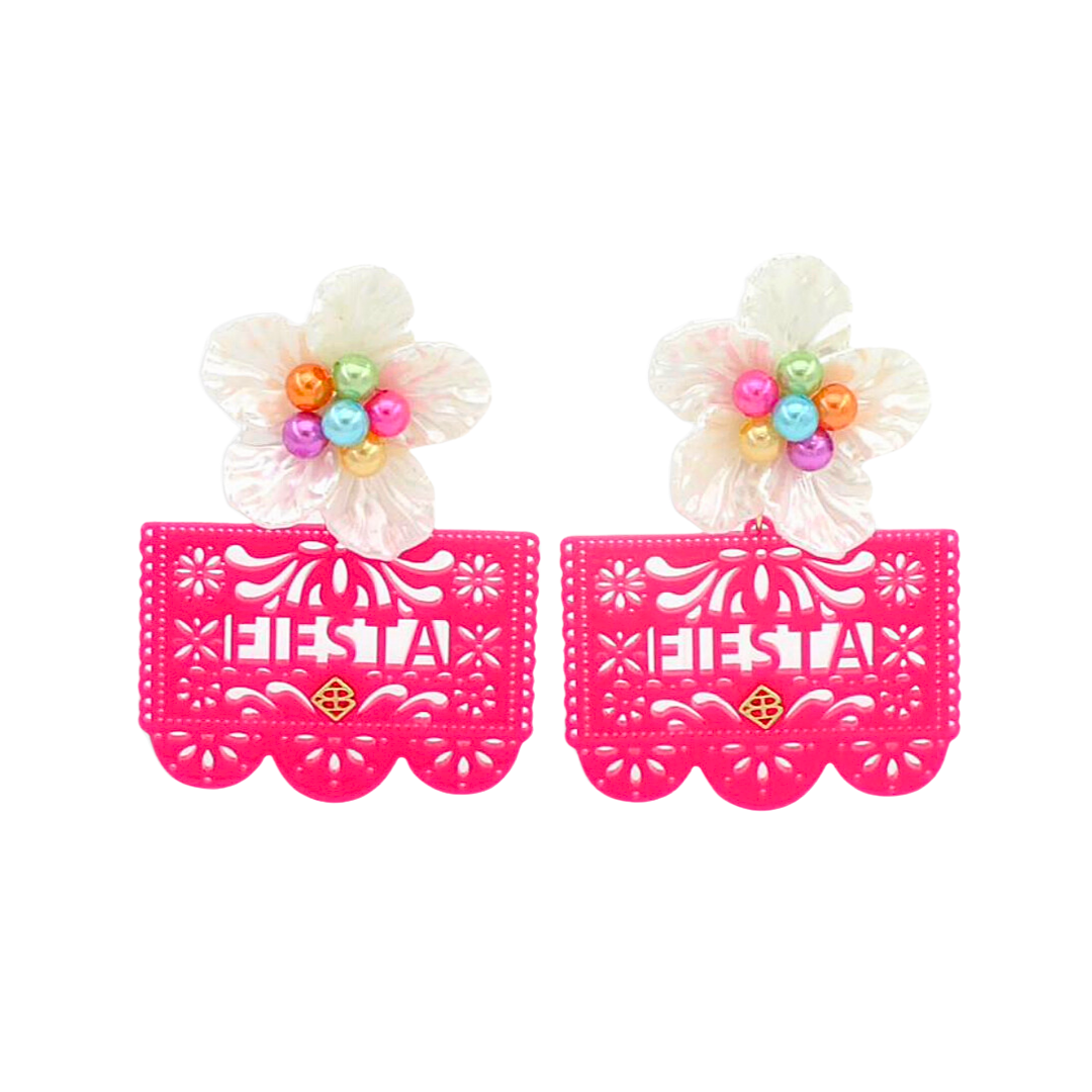 Hot Pink Fiesta Papel Picado Earrings