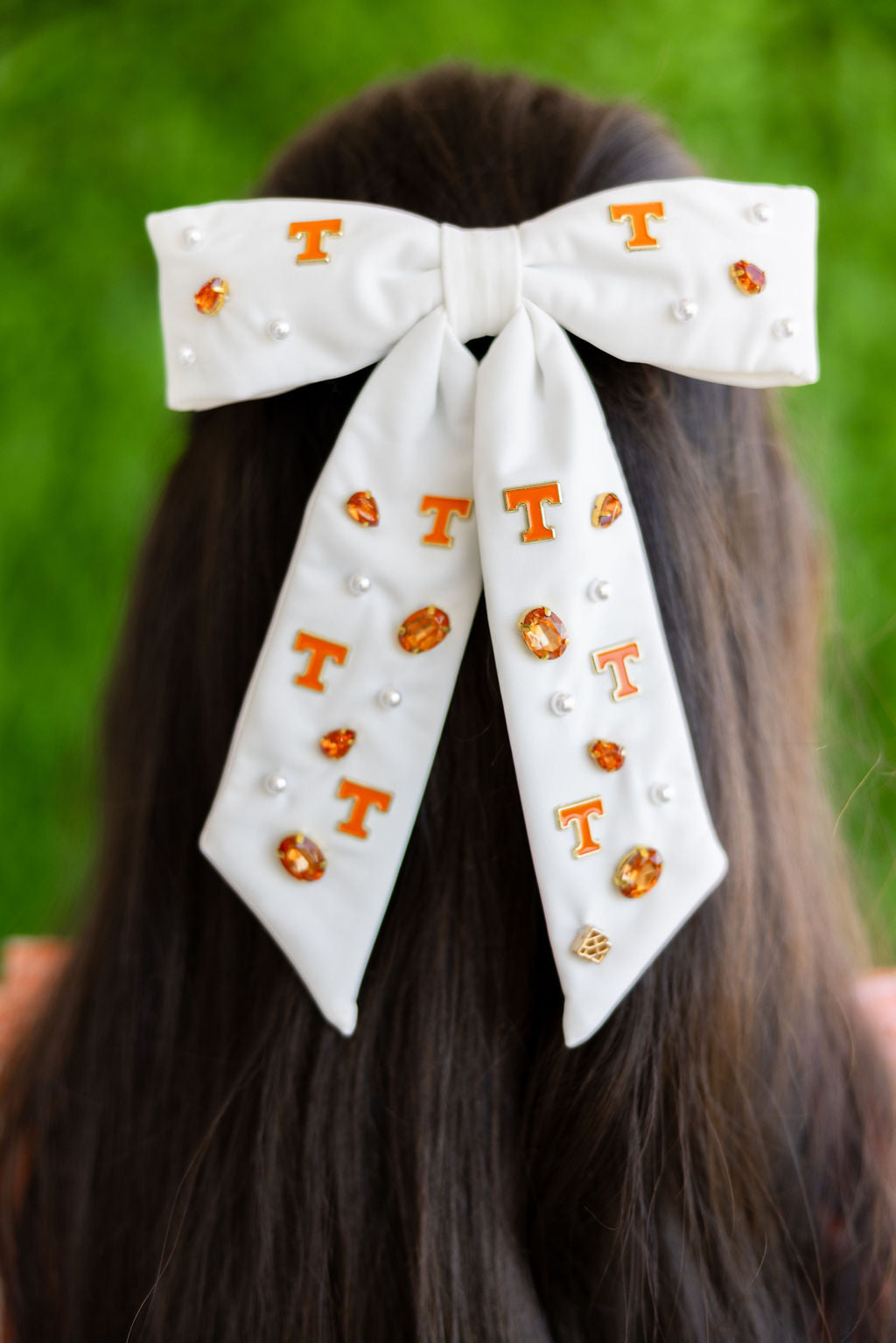 White University Of Tennessee Bow  Barrette
