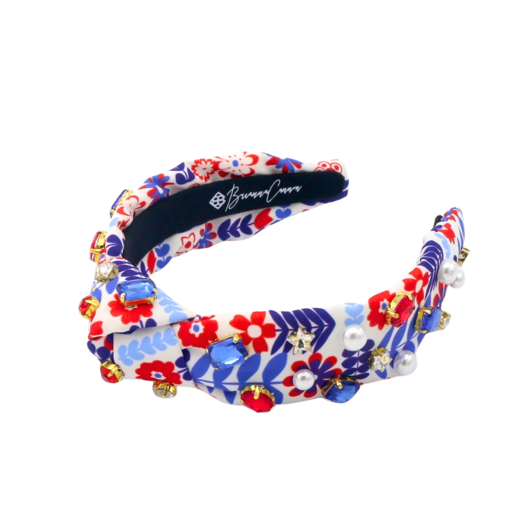 Child Size Floral Americana Headband With Crystals & Pearls