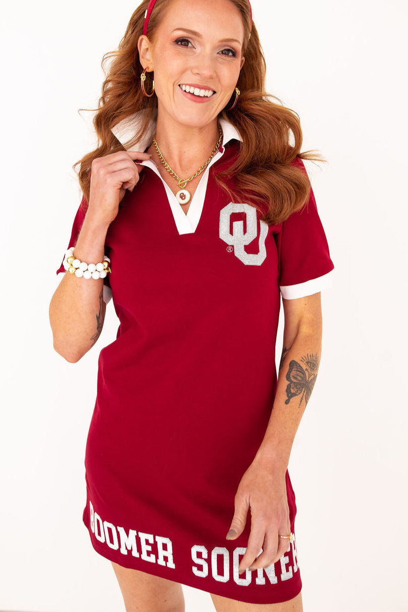 ou jersey dress Oklahoma BC Club with Sooner Logo, Crimson, Medium for Women brand-ALC