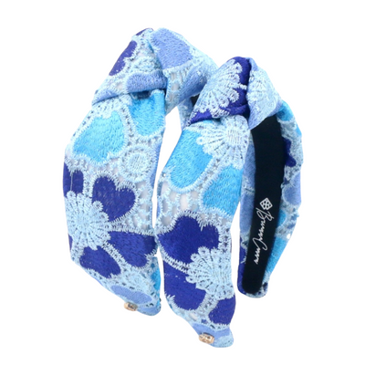 Adult Size Blue Mosaic Lace Flowers Headband