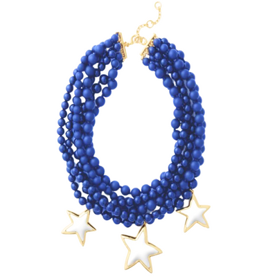 Multi Strand Blue Necklace with Stars