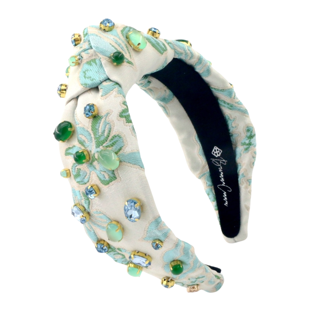 BRIANNA CANNON adult size Cornflower Blue and Green Block Print Knot Headband Brianna Cannon Philadelphia Eagles Logo Headband main image 4