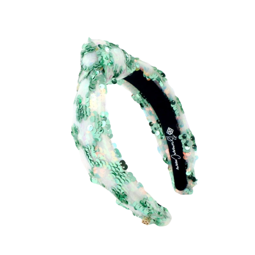 Child Size Green Iridescent Sequin Headband – Brianna Cannon display picture 3