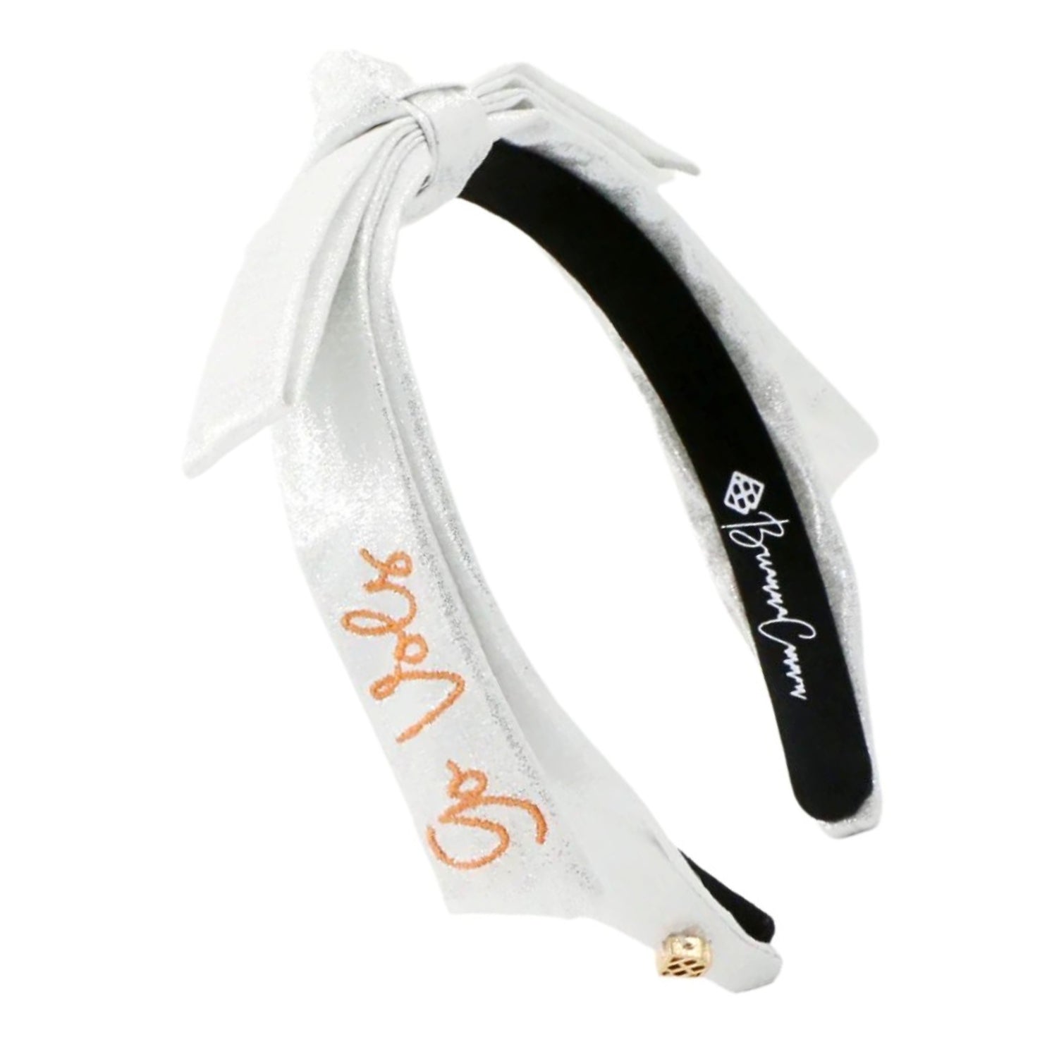 Tennessee White Thin Embroidered Ribbon Bow Headband 