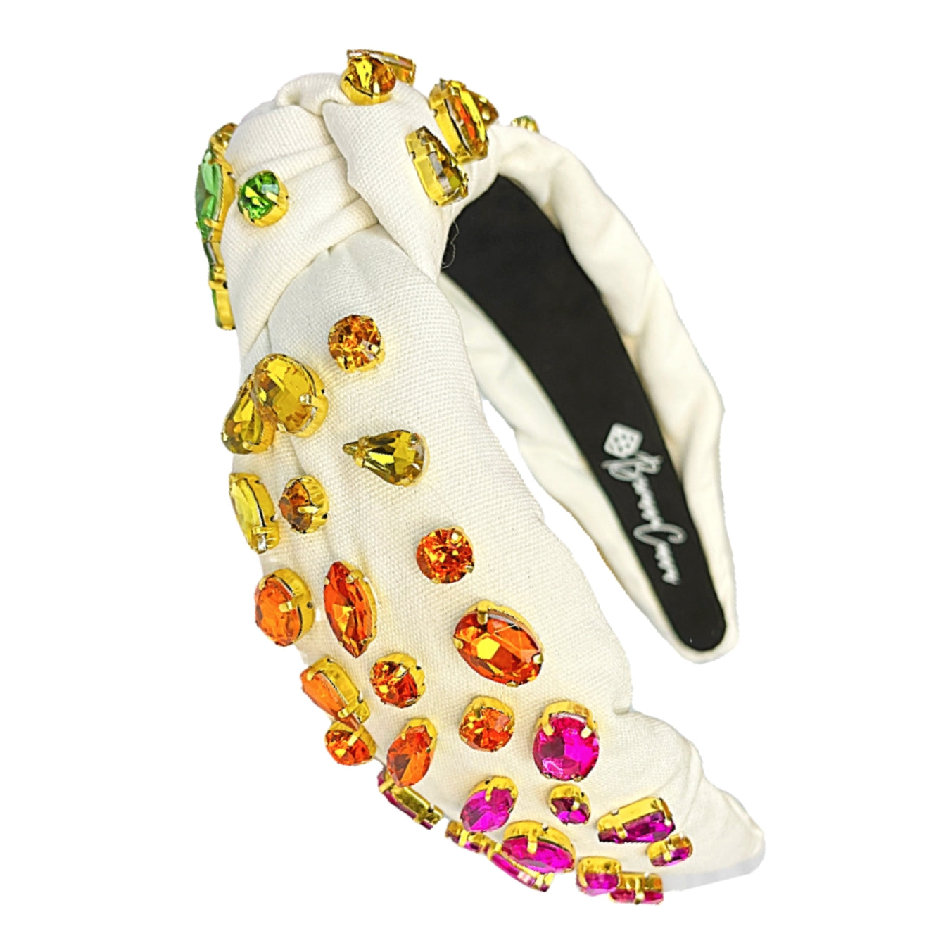 NEW BRIANNA CANNON women\'s hair bow with hand sewn crystals in ivory rainbow Game Day Bows – Style House Frisco main image 2