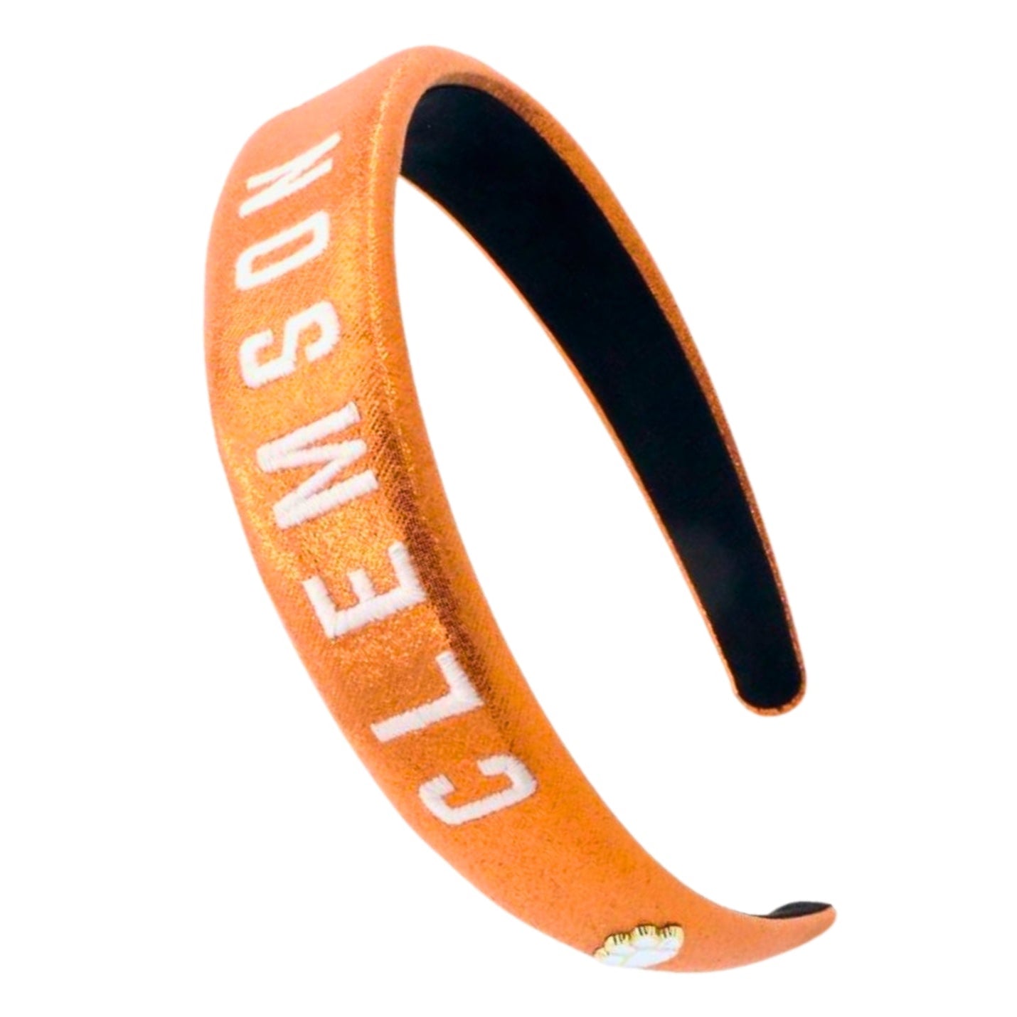Clemson Orange Thin Embroidered Headband – Brianna Cannon display picture 1