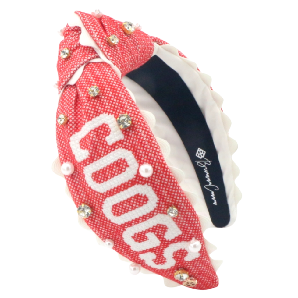 NEW BRIANNA CANNON easter cross-stitch headband in pink Easter Cross Stitch Yellow Headband - Brianna Cannon (FINAL  main image 3