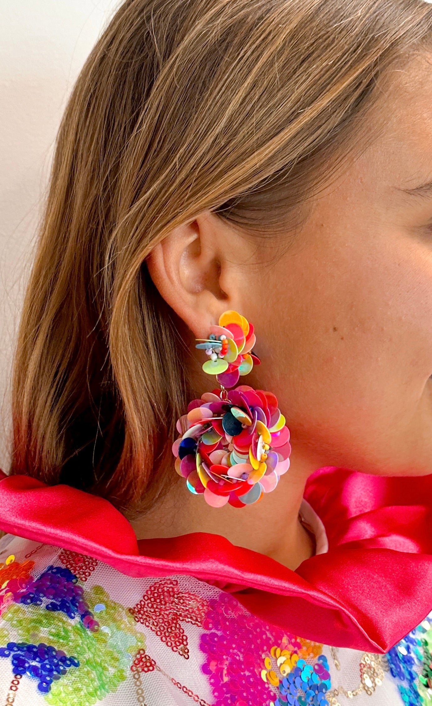 Confetti Rainbow Flower Earrings