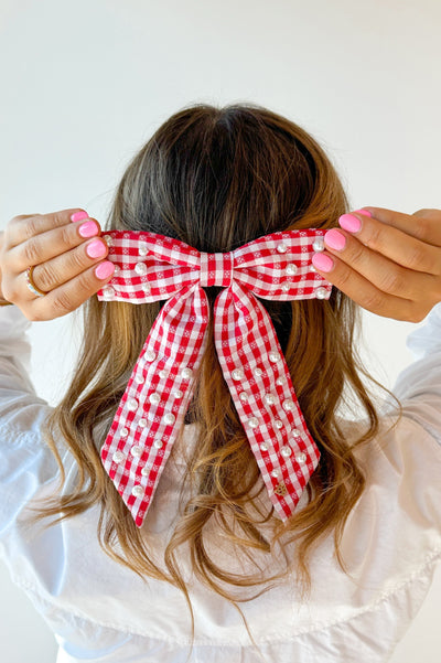 Picnic and Pearls Bow Barrette