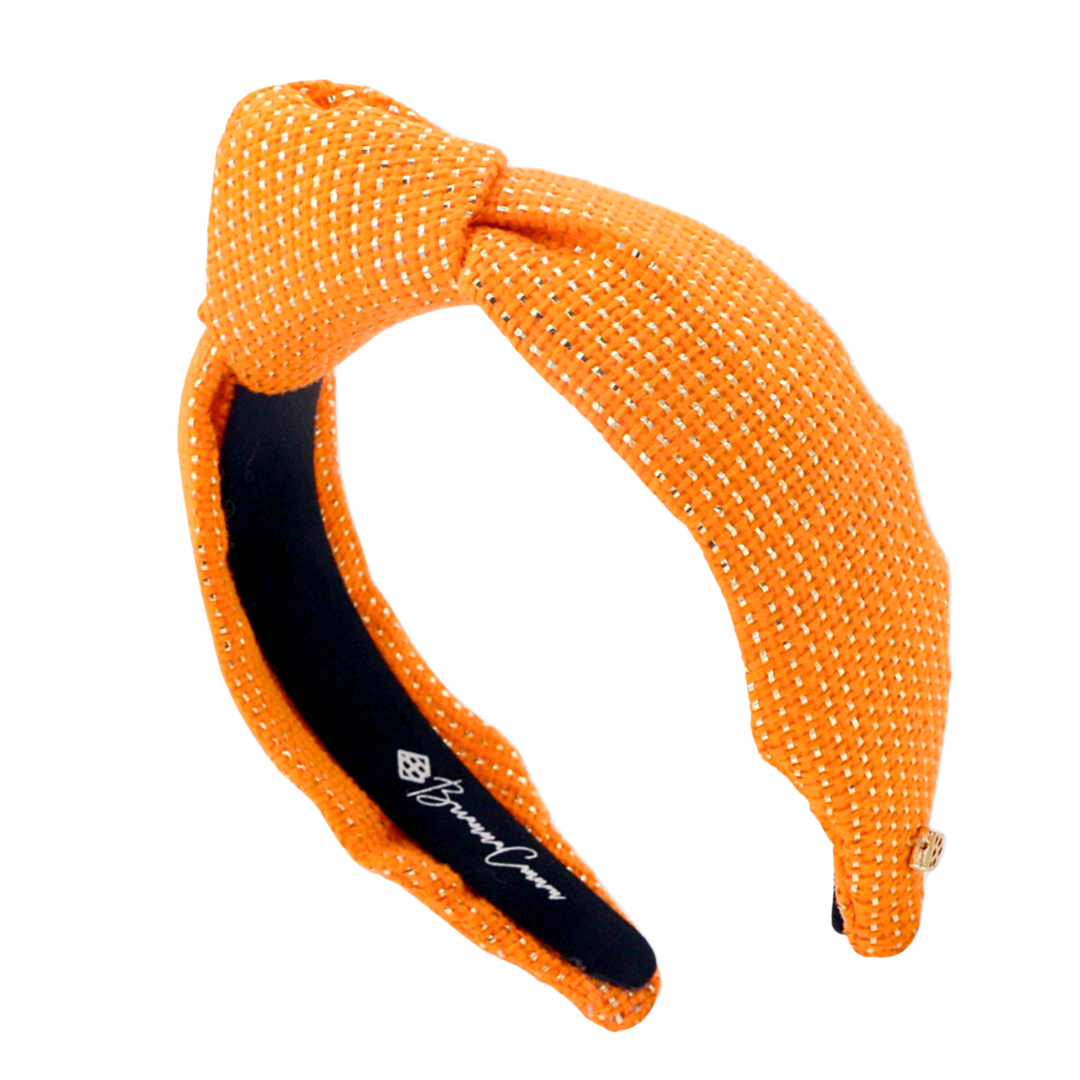 Brianna Cannon Embellished Orange Velvet Knot Headband with Football Accents Brianna Cannon  main image 4