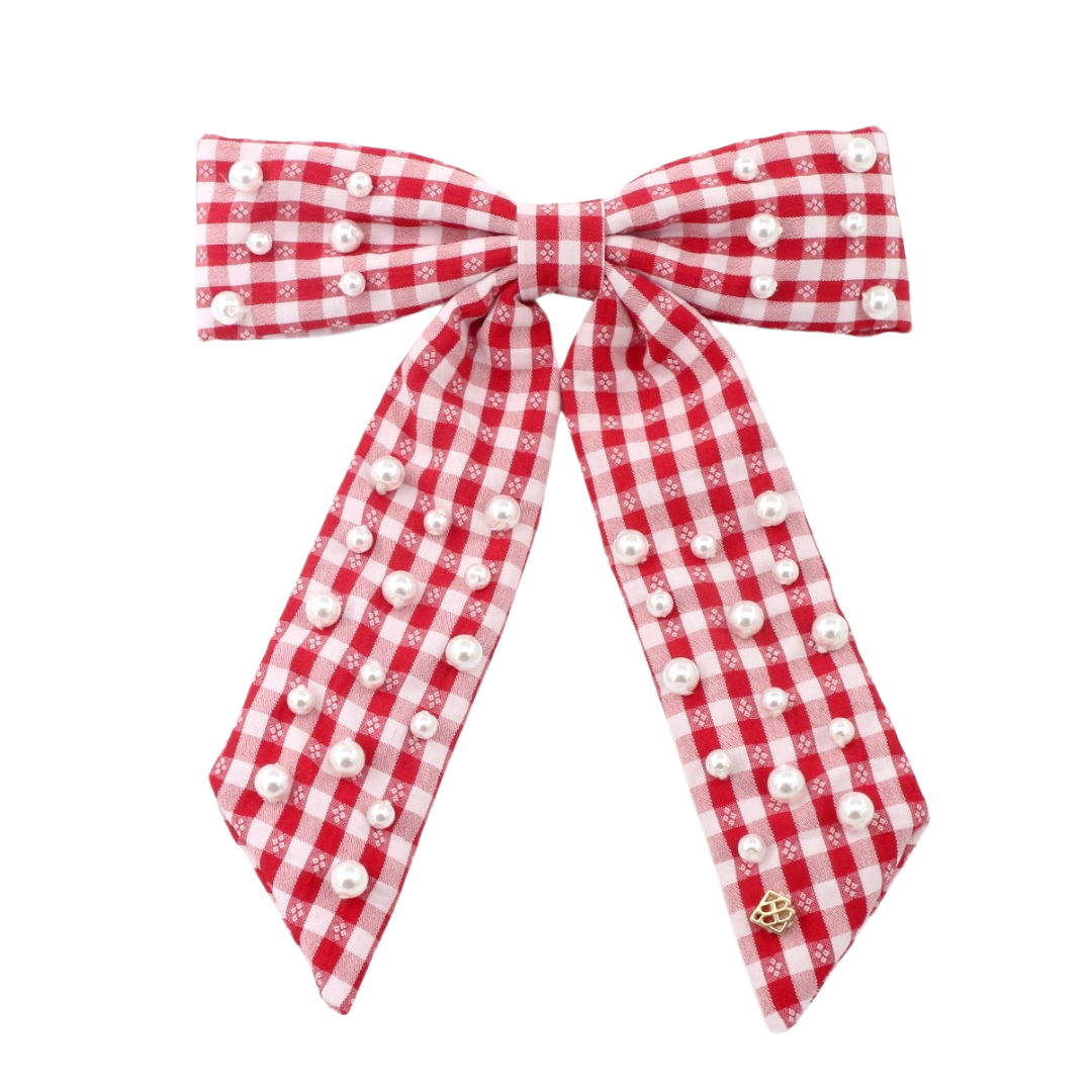 Picnic and Pearls Bow Barrette