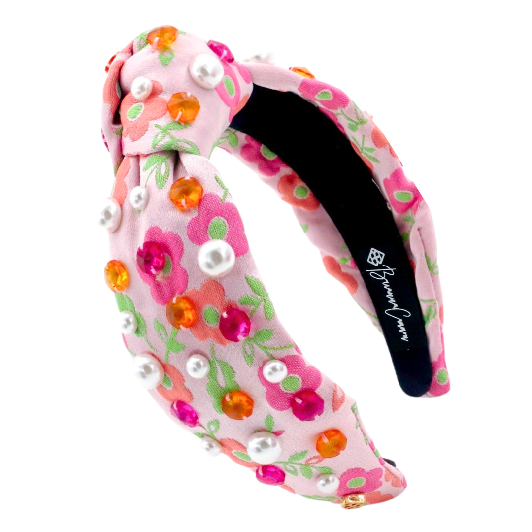 Pink Daisy Headband with Crystals and Pearls – Brianna Cannon