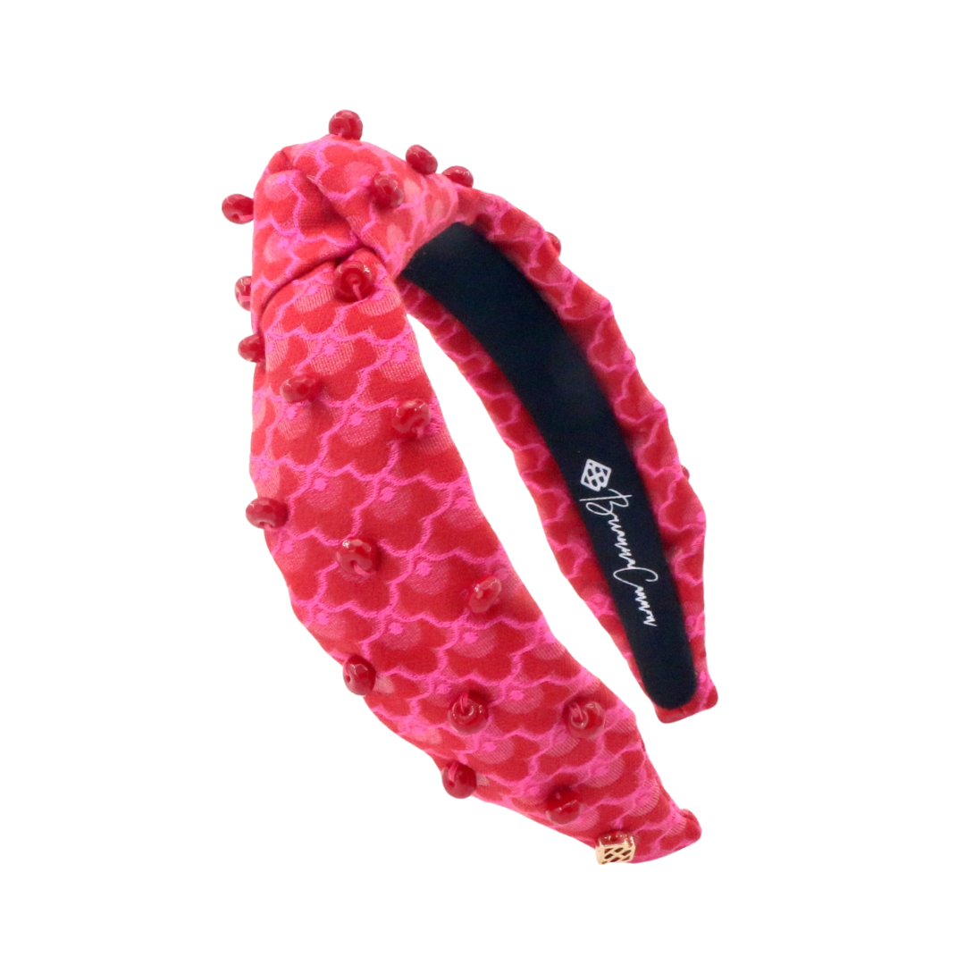 Child Size Pink Scalloped Headband with Pink Beads – Brianna  display picture 3