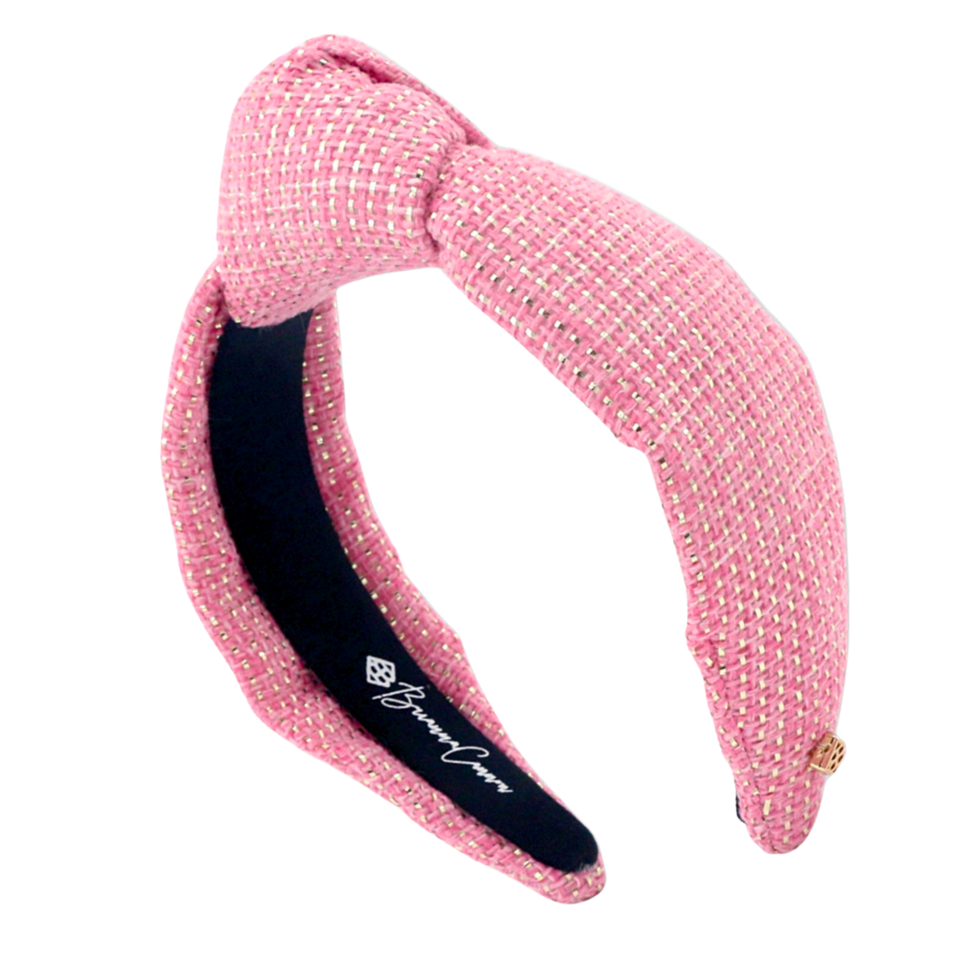 Adult Size Solid Tweed and Gold Headband in Pink – Brianna 