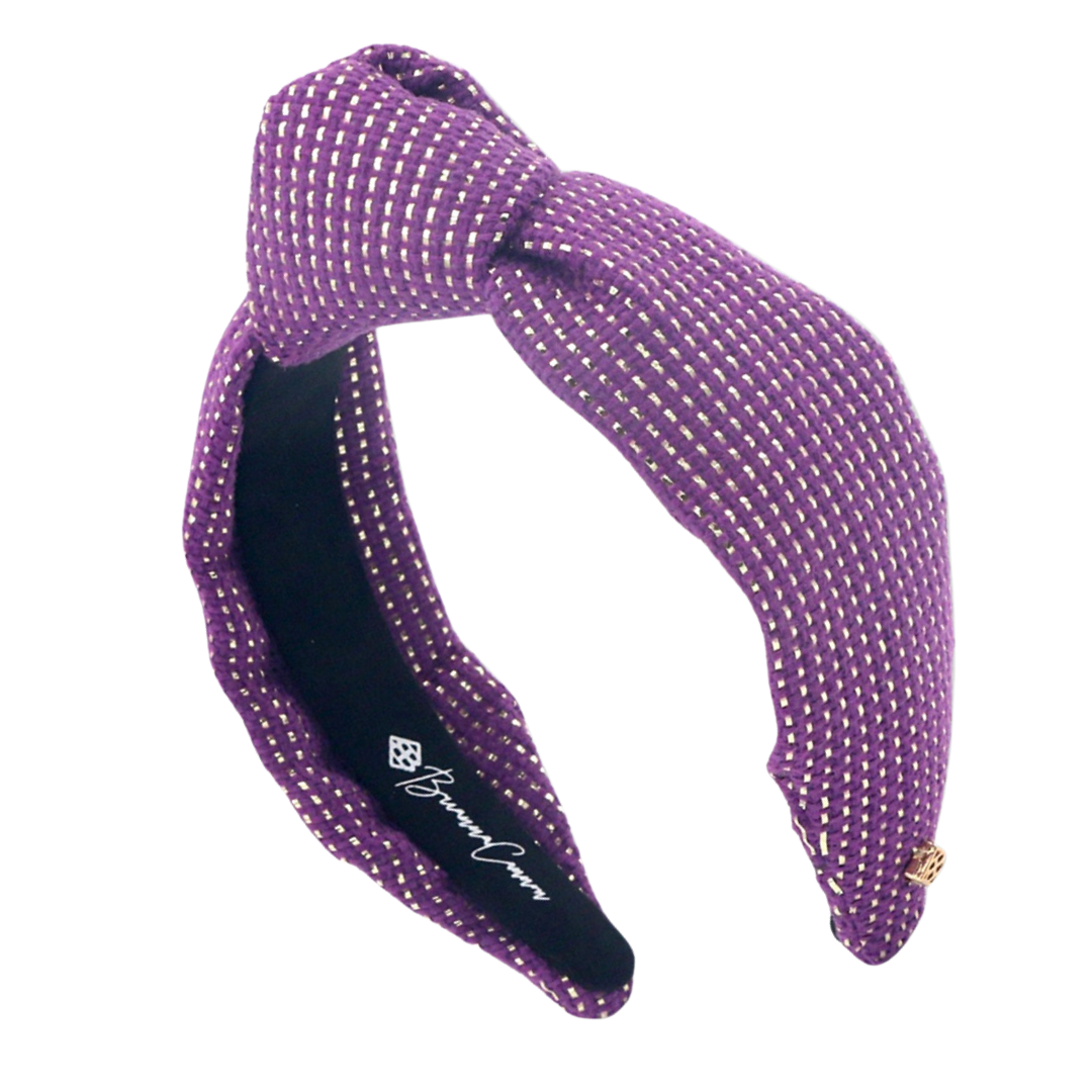 Adult Size Solid Tweed and Gold Headband in Purple – Brianna  display picture 1