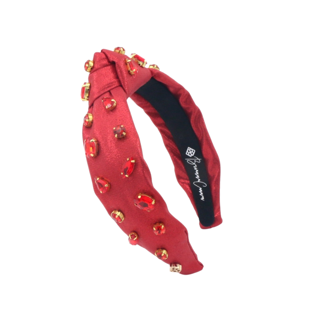 Child Size Shimmer Headband with Hand-Sewn Crystals in Red  display picture 2