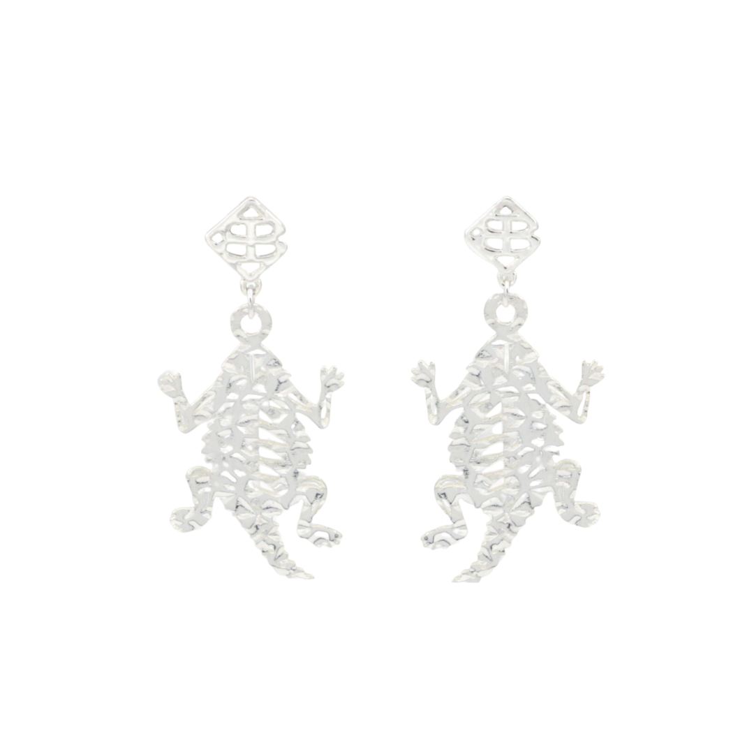 TCU Silver Horned Frog Earring with BC Logo – Brianna Cannon