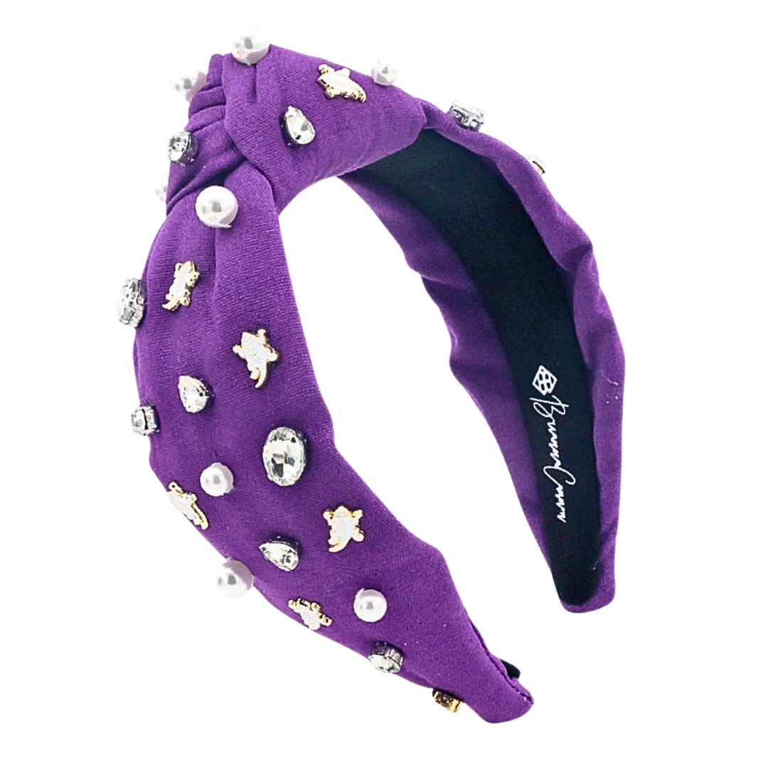 Brianna Cannon TCU Purple Woven Side Bow Headband BRIANNA CANNON PINK BOW HEADBAND WITH HEART SEQUINS – Pharm  main image 3