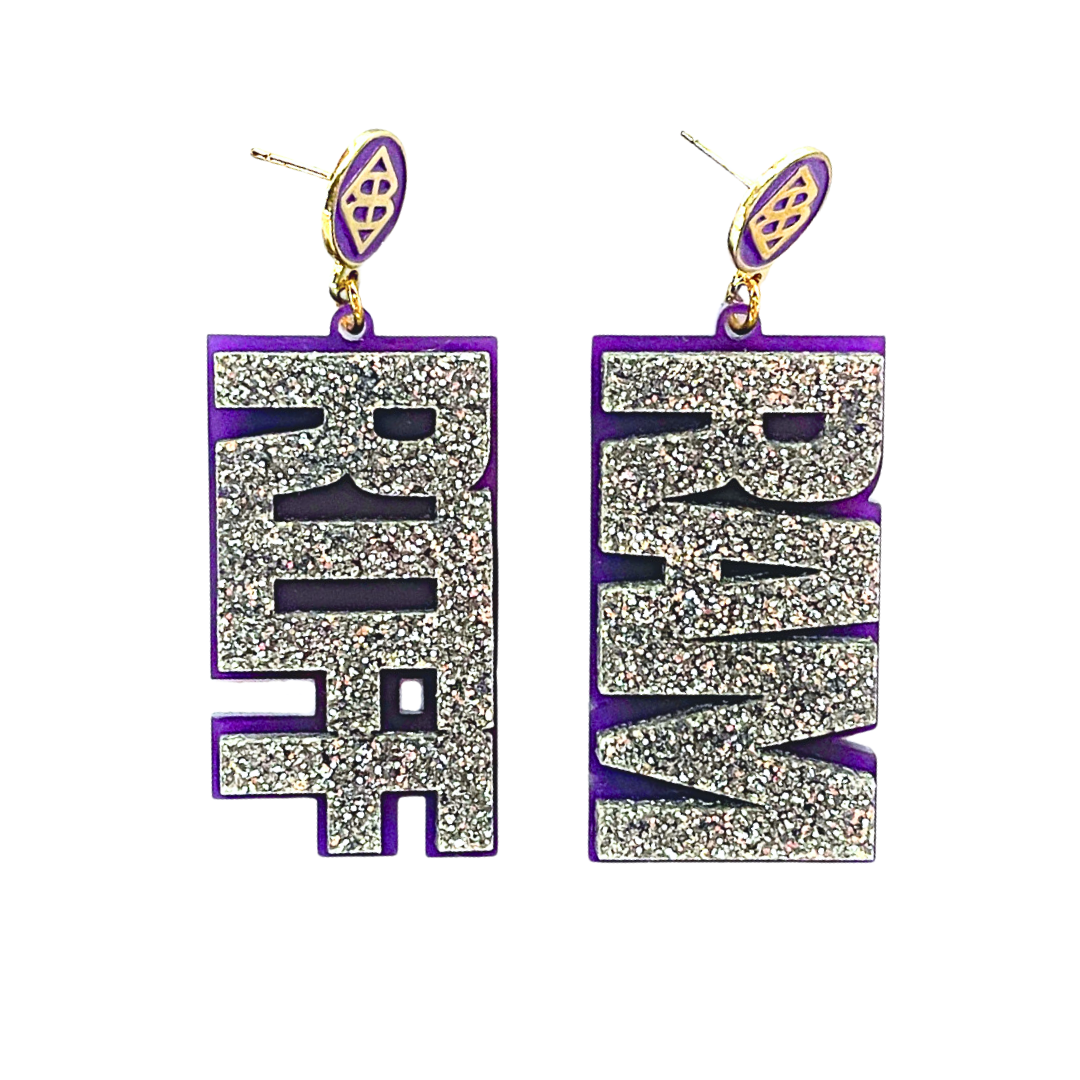 TCU Silver Glitter and Purple RIFF RAM Earrings – Brianna Cannon