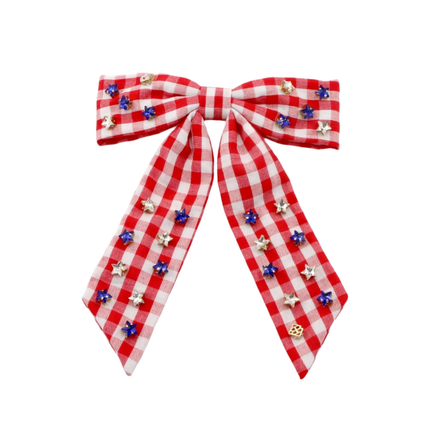 Red Gingham Bow Barrette with Stars – Brianna Cannon display picture 2