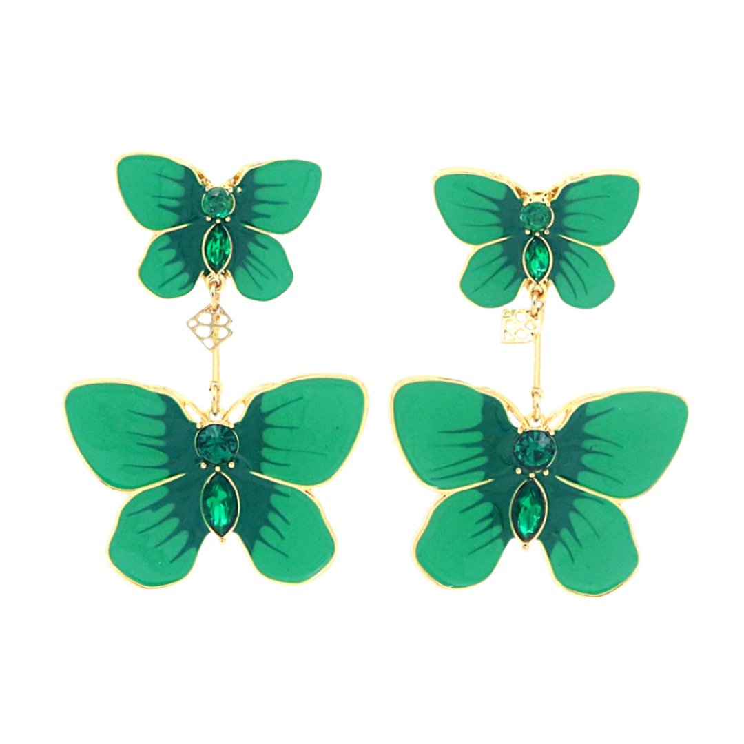 Hand Painted Butterfly Earrings in Kelly Green Brianna Cannon