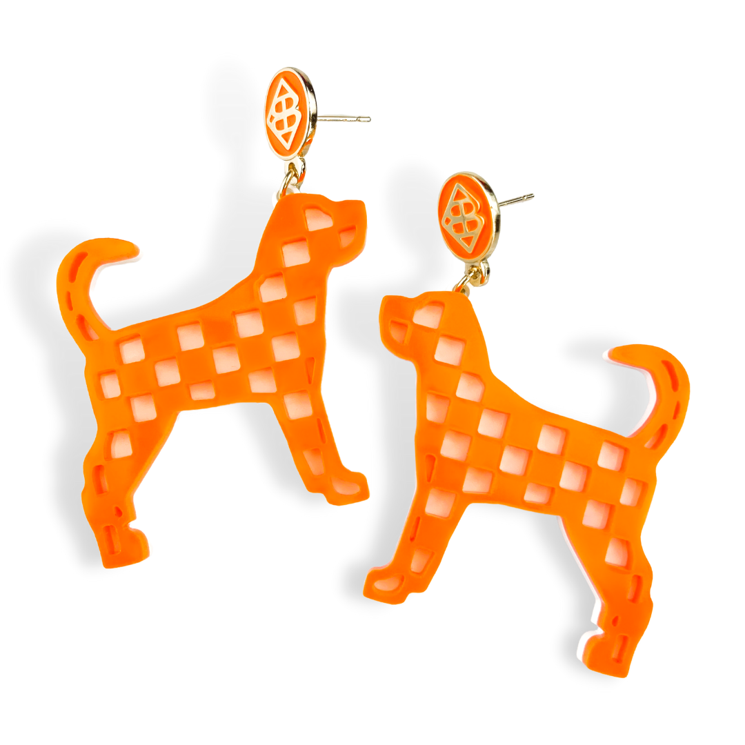 Orange and White Checkered Smokey Earrings