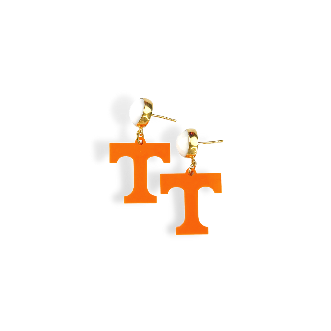 Mini Orange Power T Earrings