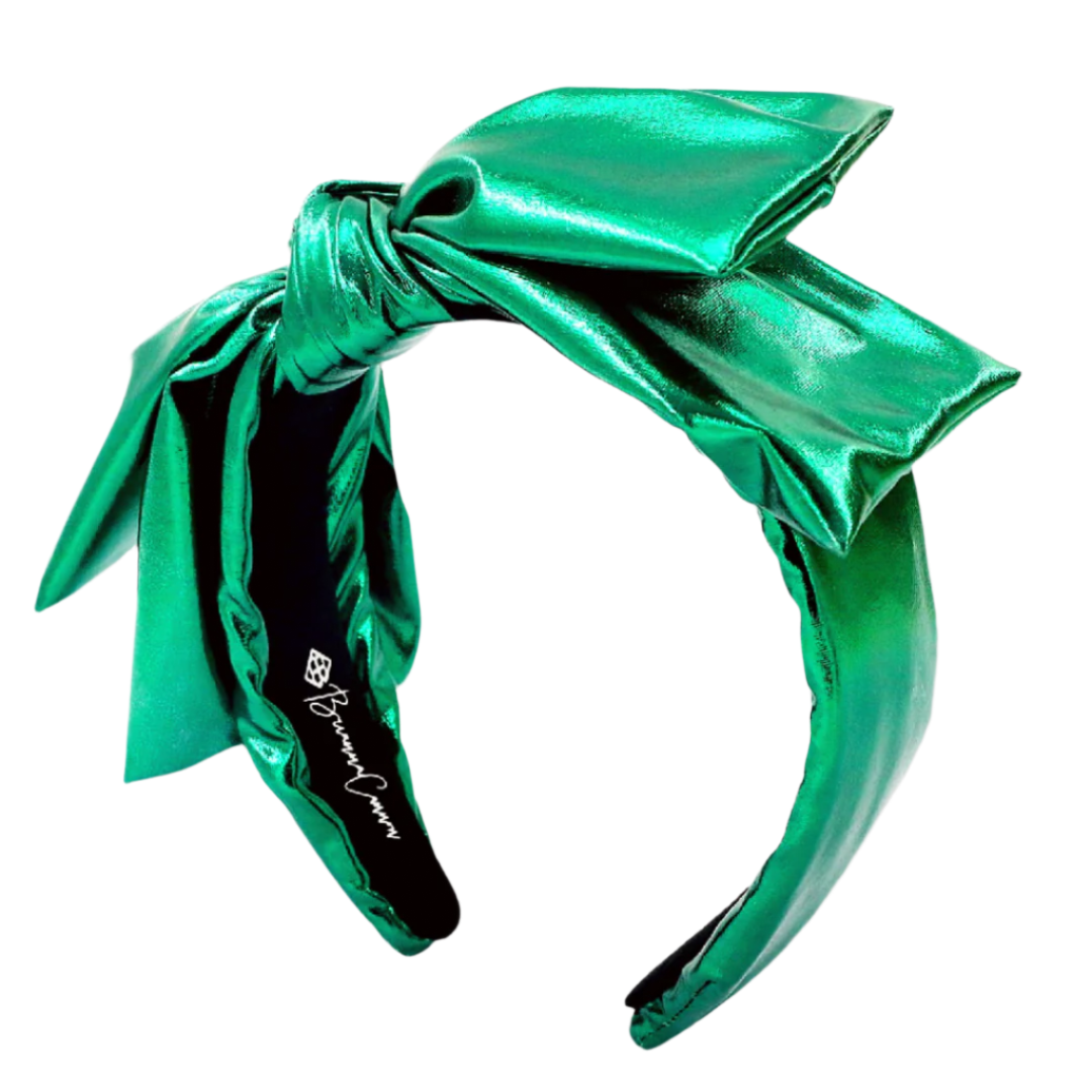 Green Metallic Side Bow Headband - Christmas Holiday  display picture 3
