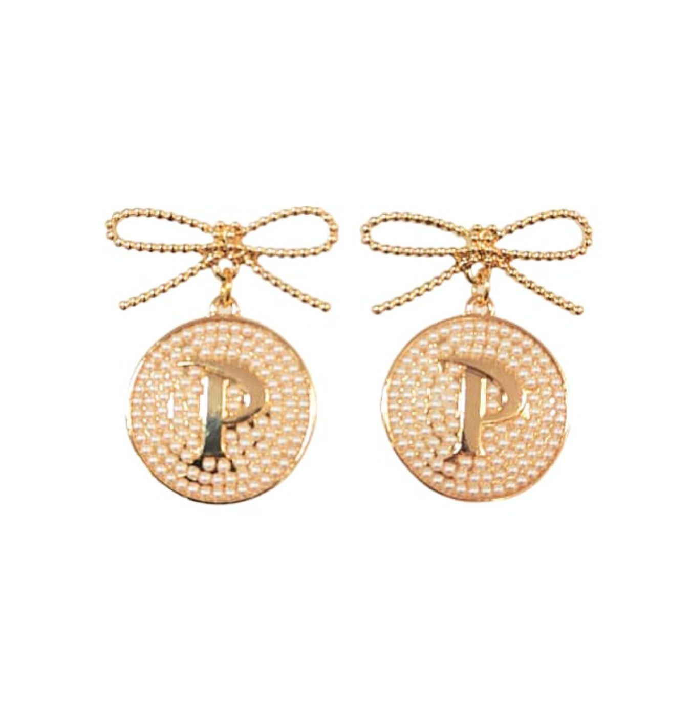 Pepperdine Pearl Bow Medallion Earrings PRE-ORDER