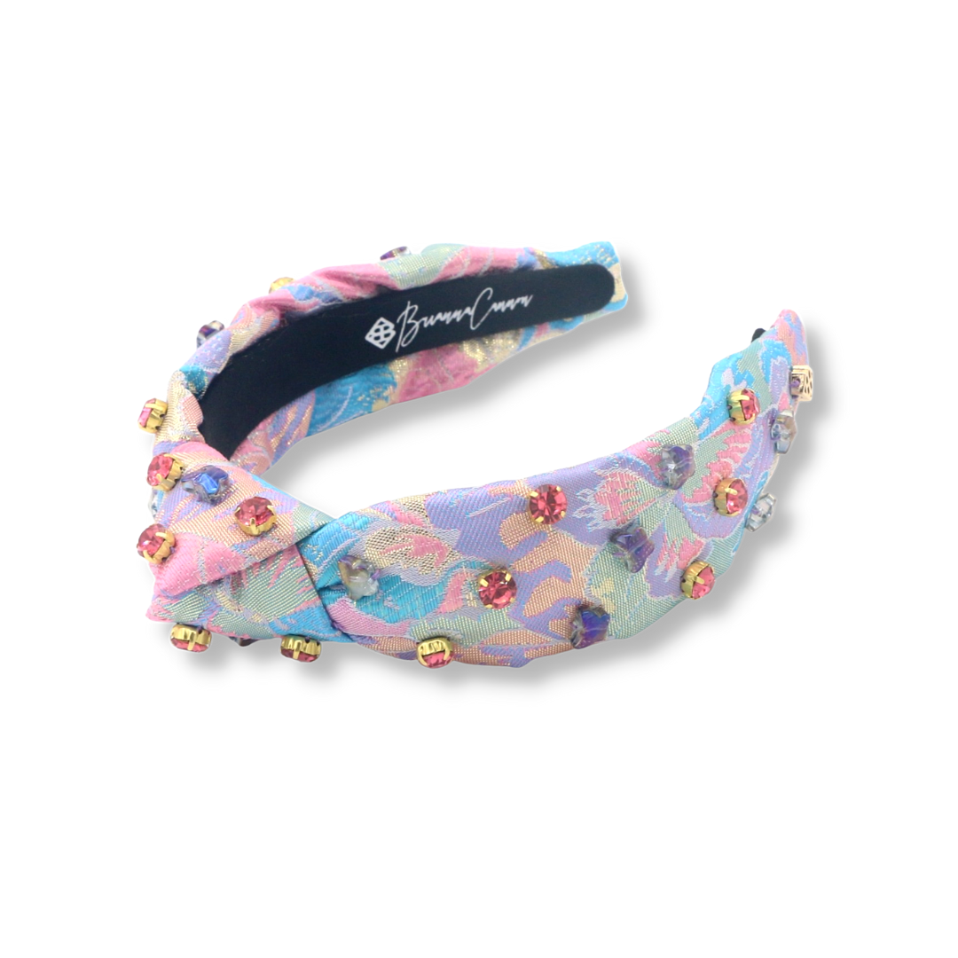Child Size Pink & Blue Butterfly Brocade Headband