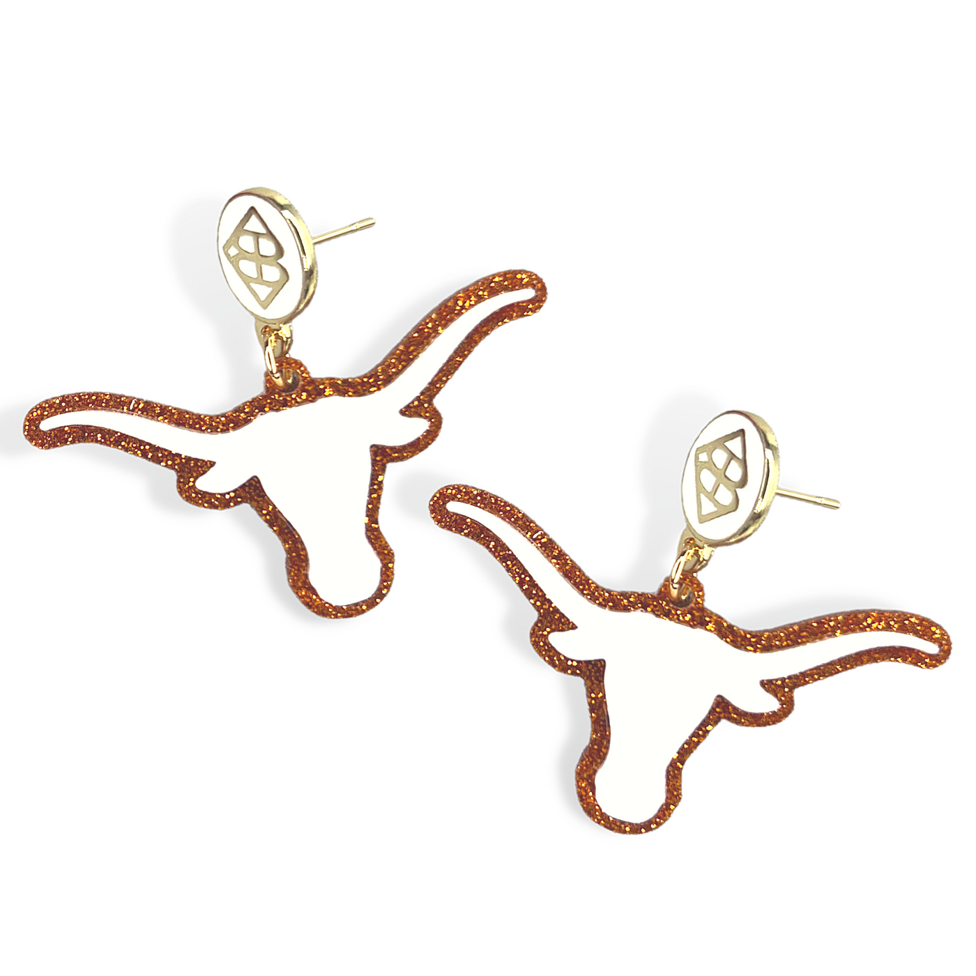 White Texas Longhorn Earrings