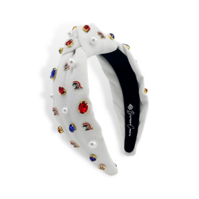 Adult Size White TCA  Logo Headband With Pearls and Crystals