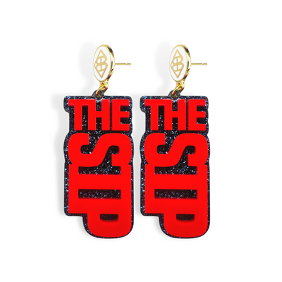 Red and Navy Glitter THE SIP Earrings