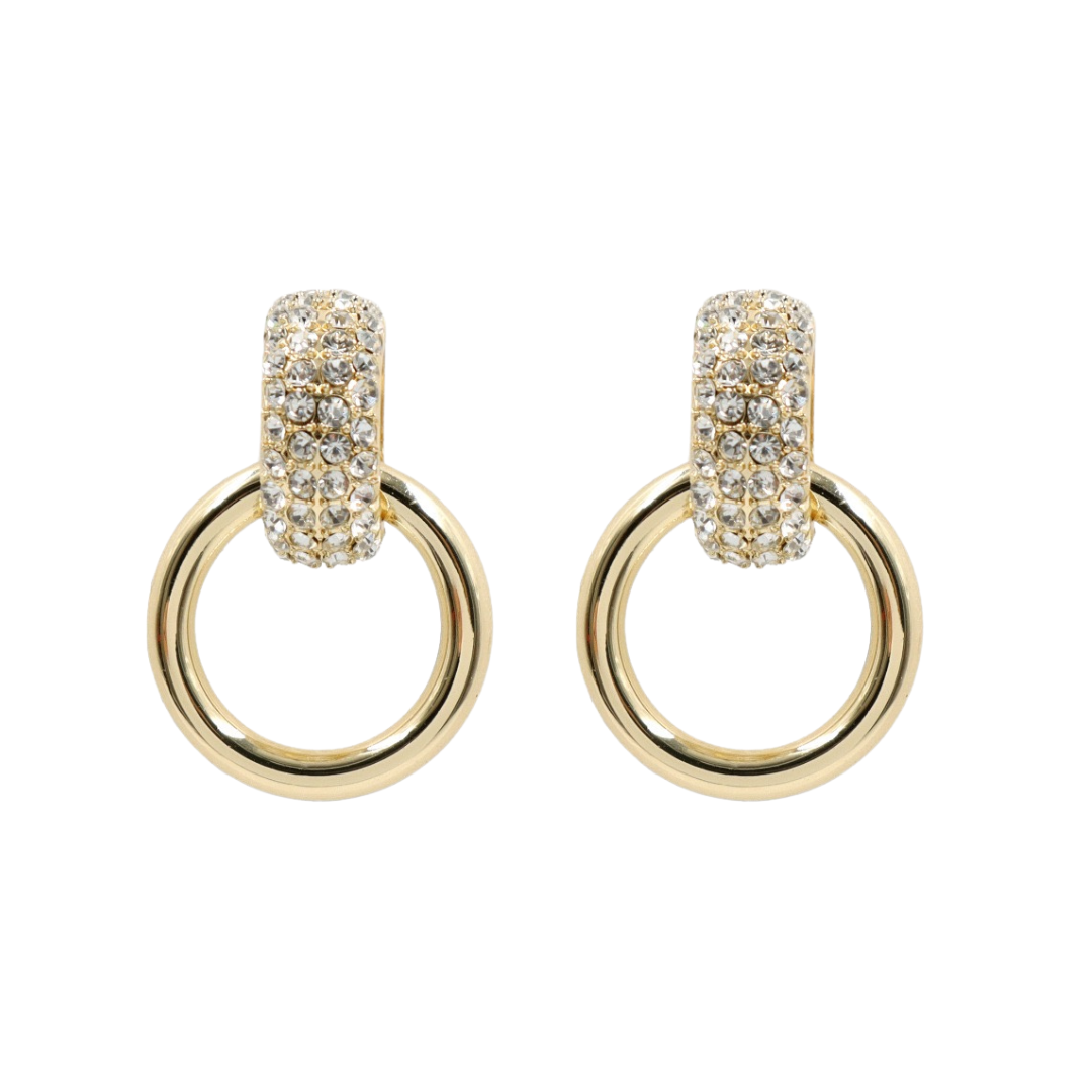 Clear Crystal  & Gold Knocker Earrings