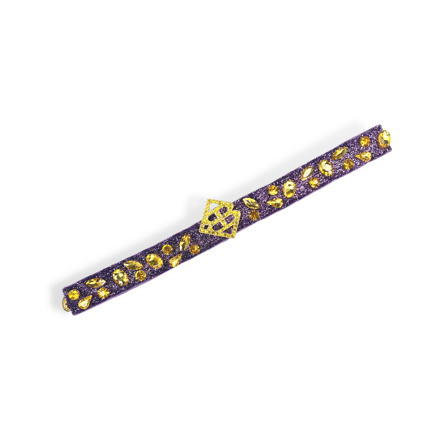 Purple Hat Band with Yellow Crystals