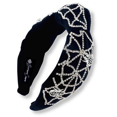 Black Velvet Headband with Crystal Spiderweb and Spiders