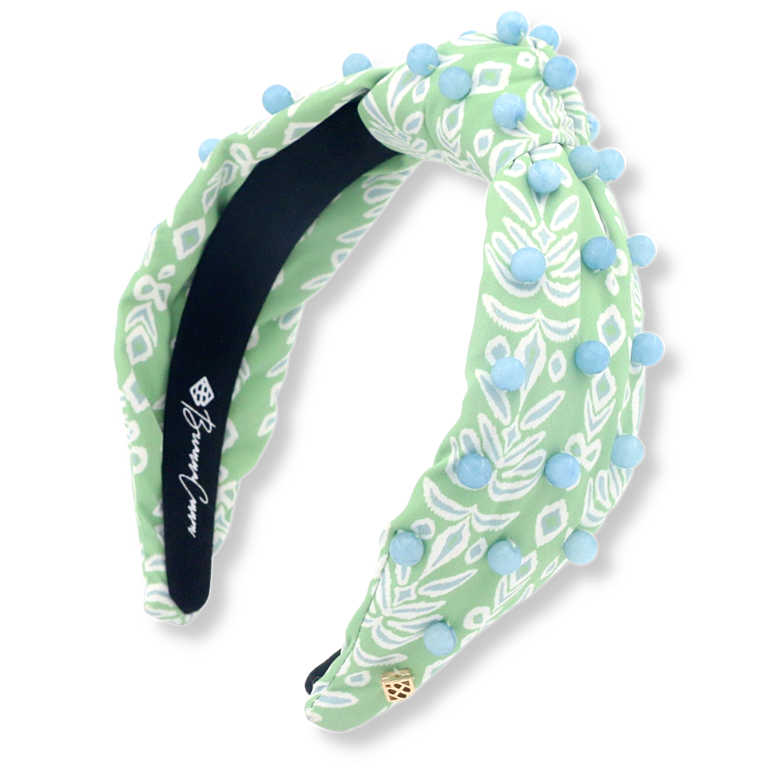 Spa Green and Blue Palm Headband with Beads