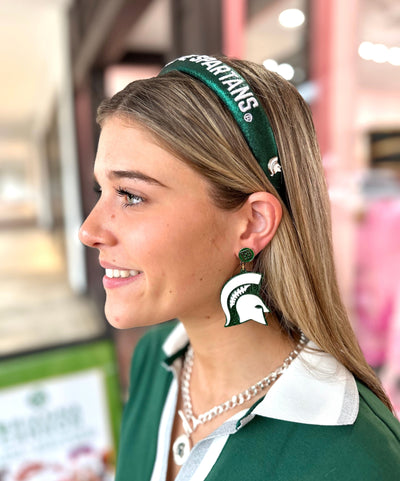 Michigan State White Logo Earrings