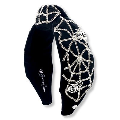 Black Velvet Headband with Crystal Spiderweb and Spiders