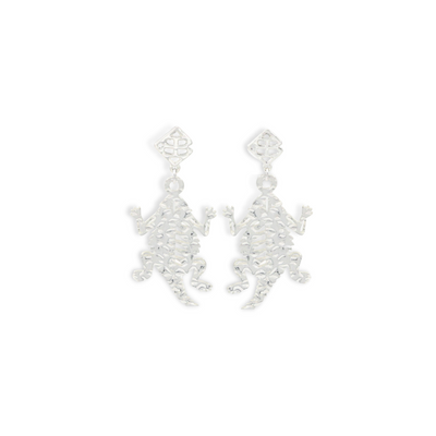 Silver TCU Horned Frog Earring with BC Logo