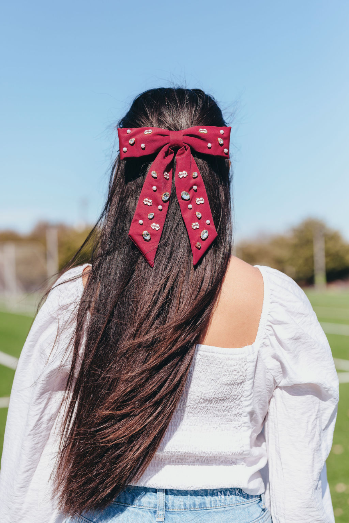 Maroon Mississippi State Bow  Barrette