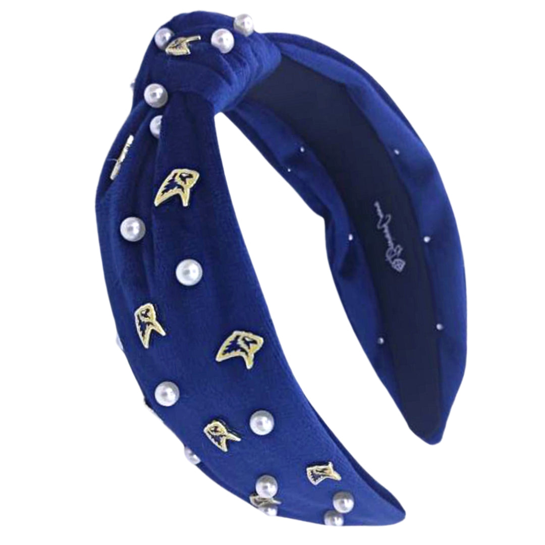 Adult Size Navy PCA Charm Headband with Gold Beads