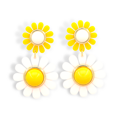 Yellow May Flowers Double Drop Earrings