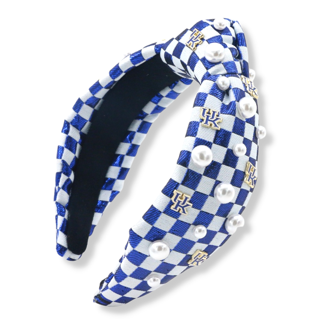 Blue and White Checkerboard Kentucky Logo Headband