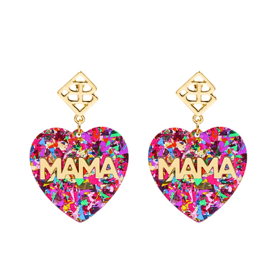 Confetti MAMA Heart Earrings
